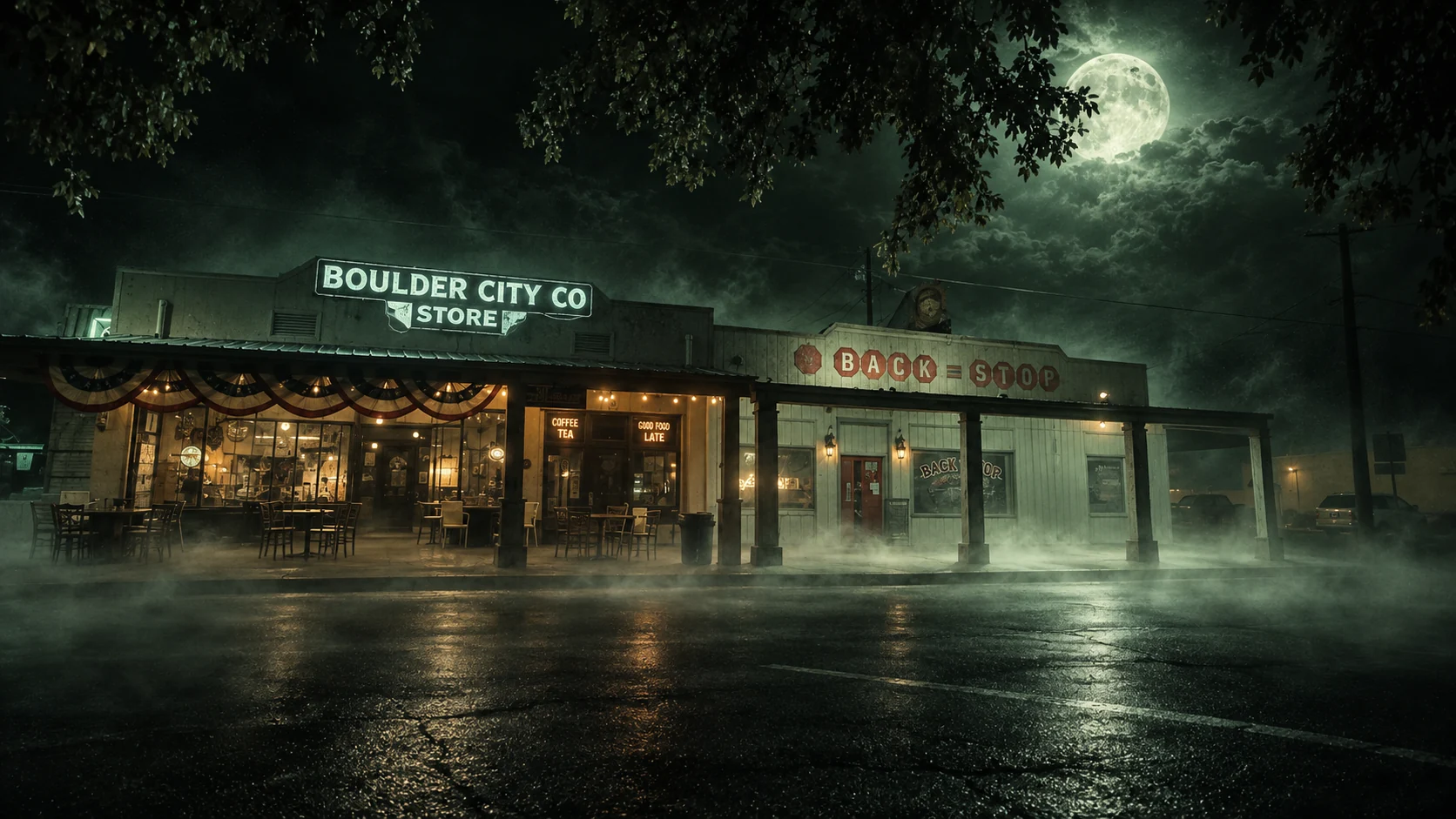 Boulder City shops and streets after dark
